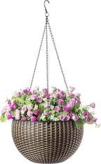 10" Self Watering Bronze Hanging Basket Flower Planter