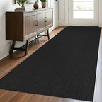 EARTHALL Woven Runner Rug 3x8 Ft Washable Runners for Hallways Wide Non Slip Rubber Backed Kitchen Runner Braided Indoor Floor Carpet for Entryway, Hallway, Kitchen, Bedroom, Black/Grey