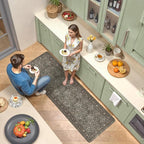 KIMODE Anti Fatigue Mats for Kitchen Floor 24"x71", Grey/Green Farmhouse Kitchen Runner Rugs, Cushioned Kitchen Floor Mat Non Skid, Memory Foam Kitchen Mat for Laundry Office Sink Desk