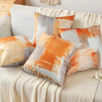 COLORPAPA Orange Grey Throw Pillow Covers 20x20 Set of 4 Decorative Cushion Cover Beige Abstract Art Painting Pillowcase for Sofa Bedroom Living Room Décor