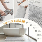 MIULEE Set of 2 Waffle Bathroom Rugs, Boho Bath Rugs Non Slip Washable, Super Absorbent Bath Mats, Ultra Soft Rubber Backed Shower Mats for Bathroom Floor, Tub, LightGrey & Cream, 17x24 Inch