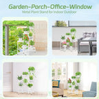 iDavosic.ly Plant Stand Indoor Outdoor, 7 Tier Corner Metal Flower Display Holder Shelf, Folding Tall Orchid Rack for Patio Balcony Porch Garden Living Room House, White