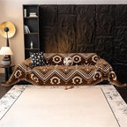 VClife Boho Couch Cover - Brown White Tribal Geometric Pattern Sofa Cover for 3 Cushion Couch Sofa Anti-Slip Washable Couch Cushion Cover, Diamond Zigzag Futon Sofa Protector for Living Room Decor