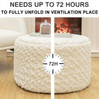 Asuprui Round Pouf Ottoman Stuffed Foot Stool Floor Pouf Chair for Living Room Bedroom Filled Boho Poof Foot Rest for Couch 20 Diameter x 12 Height Cream with Filler