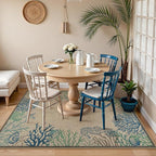 LIVEBOX Modern 3x5 Jute Outdoor Patio Rug, Washable Rugs for Entryway Porch, Coastal Animal Boho Farmhouse Carpet, Non Slip Front Door Mat for Outdoor Indoor Entryway Guestroom Decor (Blue 3'x5')
