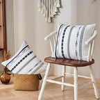 Chenille Boho Pillow Covers 18x18 Inch Decorative Throw Pillow Covers Striped Square Pillowcase Covers Modern Farmhouse Home Decor Pillow Protectors with Zipper Standard Size, Set of 2