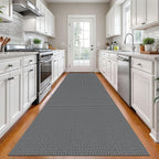 KOZYFLY Long Runners for Hallways 3x12 ft Washable Kitchen Runner Non Slip Rubber Backed Hallway Rugs Cotton Entryway Runner Rug Floor Carpet for Indoor Hall, Backdoor, Kitchen, Grey/Dark Grey