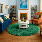 Amdrebio Dark Green Round Rug 6Ft for Living Room Bedroom, Fluffy Thick Floor Circle Area Rugs for Kids Room Decor, Furry Shag Rug for Baby Nursery, Teens Dorm, Fuzzy Plush Cool Emerald Green Carpet