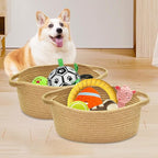 ABenkle Small Basket with Handles - Decorative Durable Rope Woven Storage Bin Shelf Storage Organizer Cube, Easter Baby Gift Basket, 12"x8"x5"
