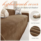 hyha Couch Cover for Dogs, Boho Sofa Covers for 3 Cushion Couch Washable, Chenille Sofa Slipcover for Pets, Soft Loveseat Sectional Couch Throw Blankets with Tassels (Chocolate, 71x91 Inch)