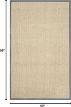 SAFAVIEH Area Rug 5x8 - Natural Fiber Collection - Natural & Dark Grey, Seagrass, Basketweave Pattern with Border (NF114Q)