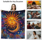 Sun and Moon Blanket Throw, Plush Blanket Gift for Adults, Hippie Witchy Lightweight Soft Fleece for Bedrooms, Meditation, and Decor, 40x50 Inches