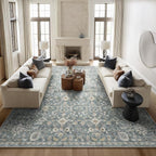 Washable Rugs for Living Room: 10x14 Area Rugs for Bedroom Ultral Soft Non-Slip Stain Resistant Vintage Boho Large Carpet for High-Traffic Dining Room - Farmhouse Decor