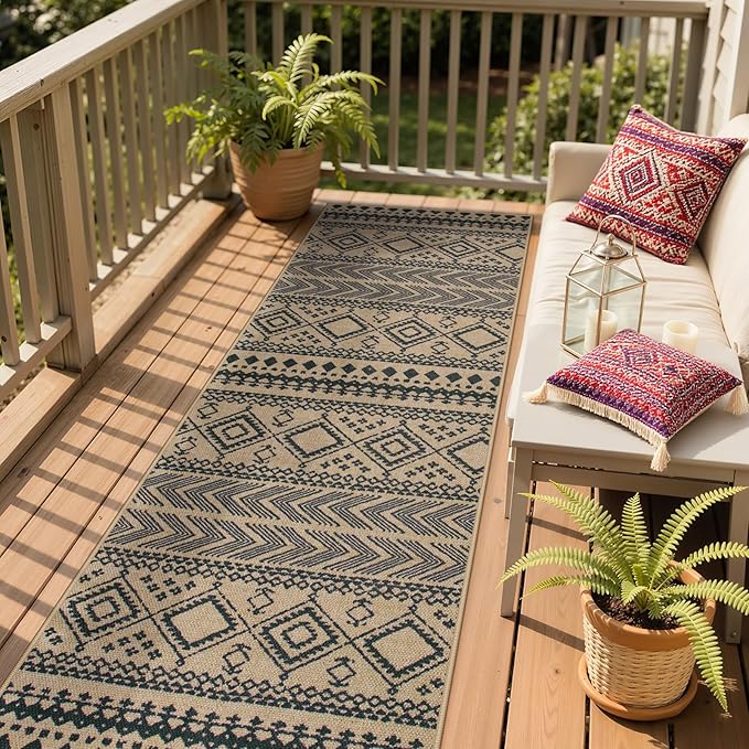 Lahome Easy Jute Boho Hallways Rug, 2x8 Runner Rug for Kitchen, Nature Non Slip Washable Indoor Outdoor Carpet, Low Pile Front Door Carpet for Entry Laundry Room Foyer Decor