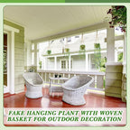 6 Set Mini Fake Hanging Plants with Woven Basket Boho Artificial Ivy Faux Vines Eucalyptus Leaf for Indoor Home Wall Living Room Bathroom Shelf Decor (Eucalyptus Leaf)