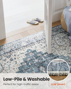 AMADA HOMEFURNISHING 2'6"x10' Washable Area Rug, Low-Profile Entryway Rug with Non-Slip Backing & Durable Edge Binding, Vintage Rug Pattern, Small Rugs for Entryway, Kitchen & Living Room