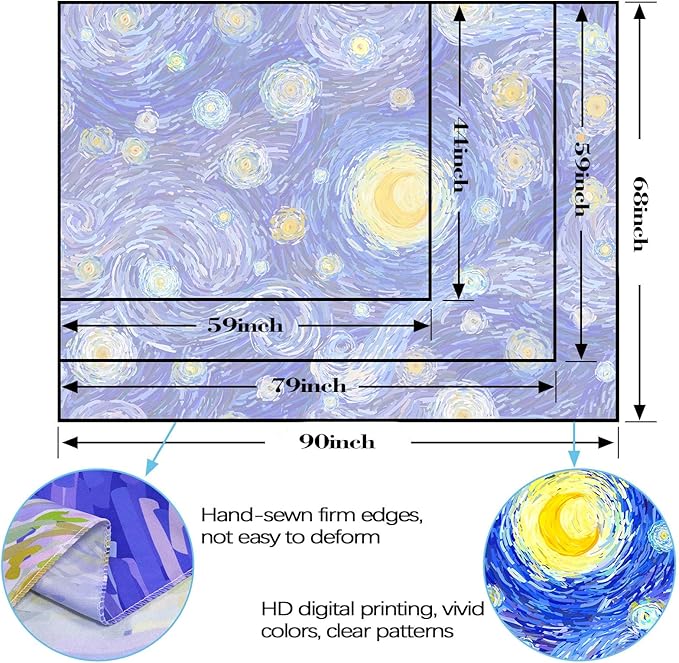 Accnicc Starry Night Tapestry Vincent Van Gogh Wall Tapestries Aesthetic Abstract Star Blue Sky Oil Painting Landscape Ceiling Hippie Tapestrys for Bedroom Living Room Dorm 80 x 60 Inch