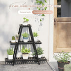 Plant Stand For Indoor Outdoor Tiered Plant Shelf 3 Tier 8 Potted Bamboo Flower Holder Ladder Rack For Multiple Triangle Table Plant Pot Stand (Black)