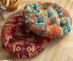 vctops Bohemian Patchwork Round Chair Seat Cushions for Dining Kitchen Office Chairs Patio Soft Cotton Linen Chair Pads (Blue,Diameter 22")