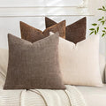 Set of 4 Soft Textured Decorative Throw Pillow Covers 20x20 Inch Cozy Farmhouse Cushion Cover Square Accent Pillow Cases for Bed Couch Sofa Living Room, Beige Taupe Brown