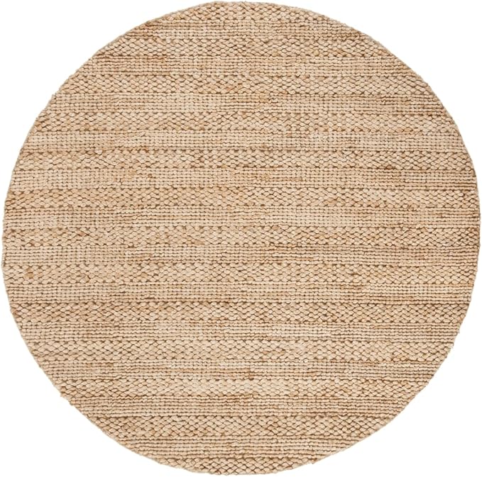 SAFAVIEH Natural Fiber Collection Area Rug - 4' Round, Natural, Handmade Jute, Braided Woven Design, Ideal for Living Room, Bedroom (NF212A)