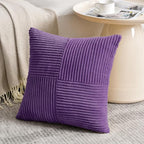 Fancy Homi 2 Packs Purple Decorative Throw Pillow Covers 18x18 Inch for Living Room Couch Bed, Boho Farmhouse Home Decor, Soft Corss Corduroy Patchwork Textured Square Cushion Case 45x45 cm