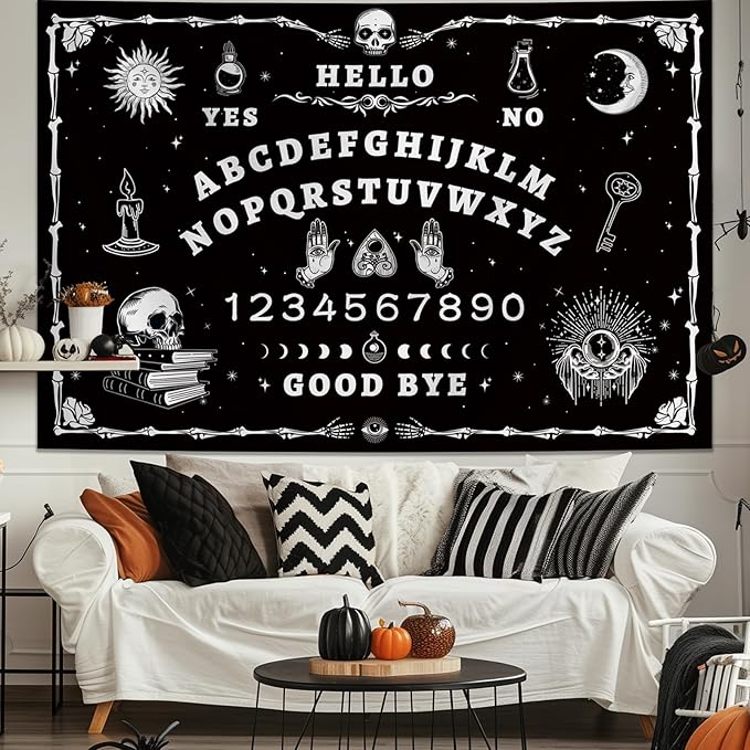 Atrippy Halloween Gothic Grunge Room Decor, Skull Tapestry for Bedroom,Goth Witchy Dark Aesthetic Home Decor,Small Skeleton Vintage Black and White Emo Wall Decor (24" X 36")