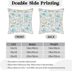 KSLIDS Vintage Floral Soft Velvet Throw Pillow Covers Set of 2 Blue Yellow Flower Birds Decorative Pillow Covers 18x18 Inch Chinoiserie Country Pillow Case for Sofa Couch Bedroom Farmhouse Home Decor