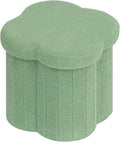B FSOBEIIALEO Storage Ottoman Cube, Flowers Shaped Ottomans with Storage Foot Stool Footrest, Boucle Ottoman Seat for Dorm Room, Faux Teddy Fur, Green 15"x15"x15"