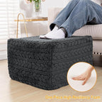 20x20x14 Inches Fluffy Square Pouf Ottoman - Plush Furry Boneless Ottoman Foot Rest Stool with High-Density Foam, Versatile Floor Seating for Living Room (Gray)