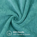 decorUhome Chenille Turquoise Spring Euro Sham Throw Pillow Covers 24x24 Inch Set of 2, Decorative Soft Couch Pillow Covers Solid Dyed Accent Farmhouse Neutral Square Pillow Cases for Sofa