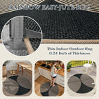 Lahome Enfys Modern Rainbow Round Rug 4ft, Circular Indoor Outdoor Kitchen Rug Washable Farmhouse Carpet, Contemporary Non Slip Round Door Mat for Bedroom Front Porch