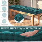 Geelin 48x18 Inch Bench Cushions for Indoor Furniture Chenille Dark Green Velvet Button Tufted Thicken Seat Pad Mat with Memory Foam, Window Floor Sofa Chair Cushion for Living Room Porch Swing