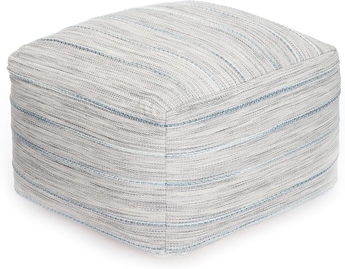 Anji Mountain Pouf Ottoman Foot Rest, Handmade Ottoman Pouf, Comfortable Foot Stool, Decorative Floor Seating for Living Room Decor, Bedroom & Home Décor Accent - Joya Gray