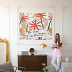 MNOSAIOO Boho Floral Spring Wall Tapestry Hanging for Classroom, Inspirational No Rain No Flower Tapestry, Cute Nursery Tapestries Wall Decor for Bedroom Therapy Girly Room Kids 60x50 inch