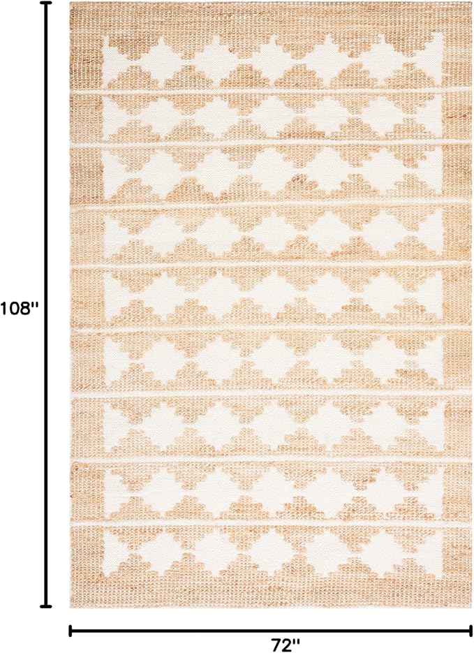 SAFAVIEH Natural Fiber Collection Area Rug - 6' x 9', Ivory & Natural, Handmade Farmhouse Jute & Wool, Ideal for High Traffic Areas in Living Room, Bedroom (NF511A)