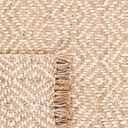 SAFAVIEH Natural Fiber Collection Runner Rug - 2'3" x 8', Ivory & Natural, Handmade Boho Diamond Tassel Jute, Ideal for High Traffic Areas in Living Room, Bedroom (NF266A)