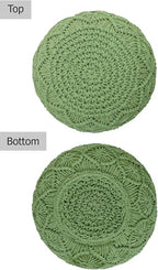 COTTON CRAFT Macrame Braided Pouf - Knitted Cotton Cord Comfortable Round Dori Pouf - Prefilled Ottoman Footrest Bean Bag - Stuffed Boho Moroccan Accent Seating - Nursery Bedroom Dorm - 20x14 - Green