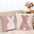 Tufting Easter Pillow Covers 18" x 18" Set of 2 Bunny Pillow Covers 3D Tufted Bunny Rabbit Throw Pillowcase Easter Decorative for Bedroom Sofa Home Decor(Beige, Light Pink)