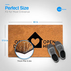 PLUS Haven Coconut Coir Home Entrance Door Mat – 17.5" x 30" | Open Door Open Heart Heavy-Duty Doormat for Indoor & Outdoor Use | Durable & Eco-Friendly