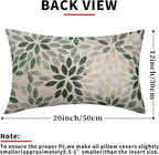 Kawani Green Dahlia Lumbar Pillow Covers 12X20 Inch Rustic Geometric Flower Decorative Pillow Cases Set of 2 Beige Tan Gray Floral Throw Pillows for Cushion Sofa Couch Farmhouse Outdoor