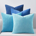 Topfinel Decorative Throw Pillow Covers Cushion Cases, Set of 4 Soft Velvet Modern Double-Sided Designs, Mix and Match for Home Decor, Pillow Inserts Not Included (24x24 inch, Blue)