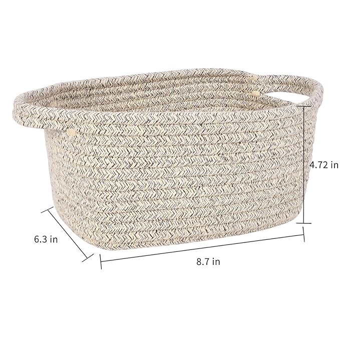 Abenkie Small Storage Basket, Cute Cotton Rope Woven Boho Decorative Toy Dog Cat Basket for Nursery, Living Room, Spa, Gift - XS, Brown