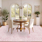 Pink Rug for Living Room Bedroom, 5x7 Area Rugs Washable Vintage Floral Retro Boho Non Slip & Low Pile Nursery Carpet for Indoor Girls Kids Room, Classroom, Dorm, Playroom and Dining Room