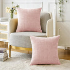 MIULEE Pack of 2 Couch Valentines Throw Pillow Covers 18x18 Inch Soft Spring Pink Chenille Pillow Covers for Sofa Living Room Solid Dyed Pillow Cases