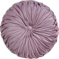 SARO LIFESTYLE Round Velvet Pintucked Poly Filled Throw Pillow