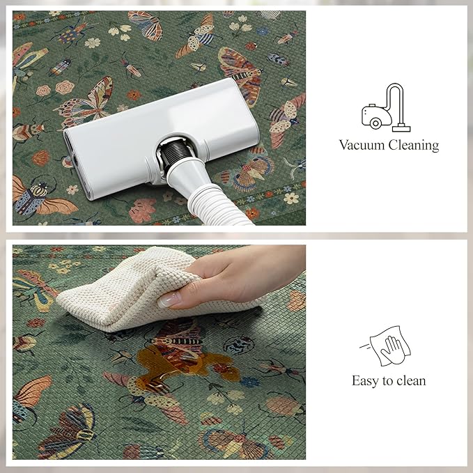 LEEVAN Anti Fatigue Mats for Kitchen Floor Non-Slip, Cushioned Kitchen Mats for Floor 17.3''x29''+17.3''x59'', Green Memory Foam Kitchen Mat Set