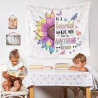 WARDOS Be Kind Sunflower Butterfly Decorations For Kids Tapestry, Inspirational Tapestry Wall Hanging, Be Kind Motivational Wall Blanket Decor for Home Living Room Bedroom Office Classroom, 50x60 Inch