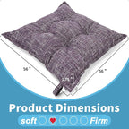 SINSOSSO Large Floor Pillows 22", Thickened Bite-Size Memory Foam Square Non-Slip Cushions for Office Back Support/Yoga/Chair Seat, Fashionable Color-Blocked Fabric & Washable, Purple, 2 PCS