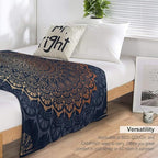 Boho Flower Throw Blanket Mandala Bohemian Aesthetic Paisley Hippie Blanket for Sofa Bed Couch Chair Or Dorm 60"x80"